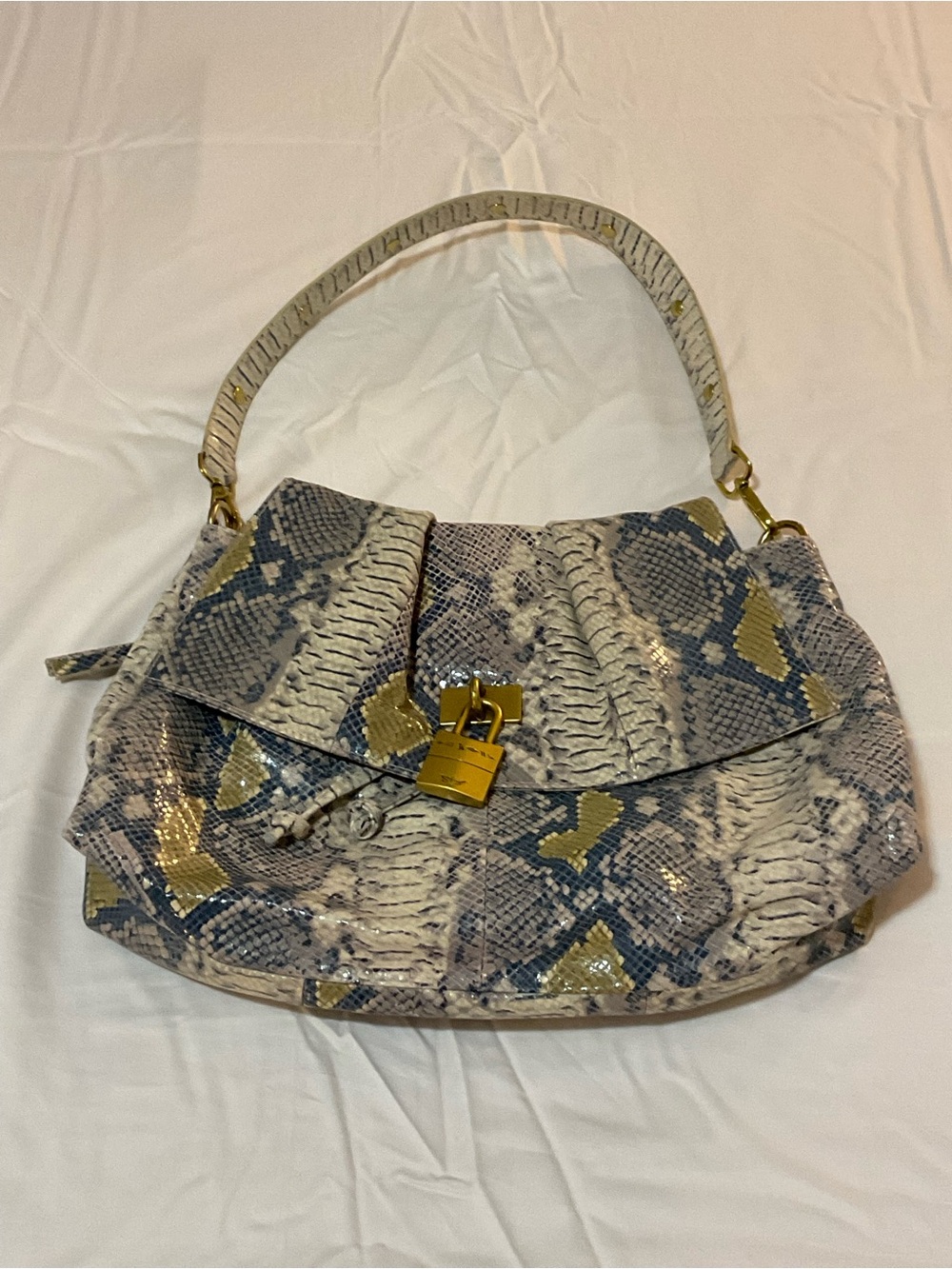 Original by Sharif 1827 Genuine Leather Snakeskin Python Bag Egyptian Lock.